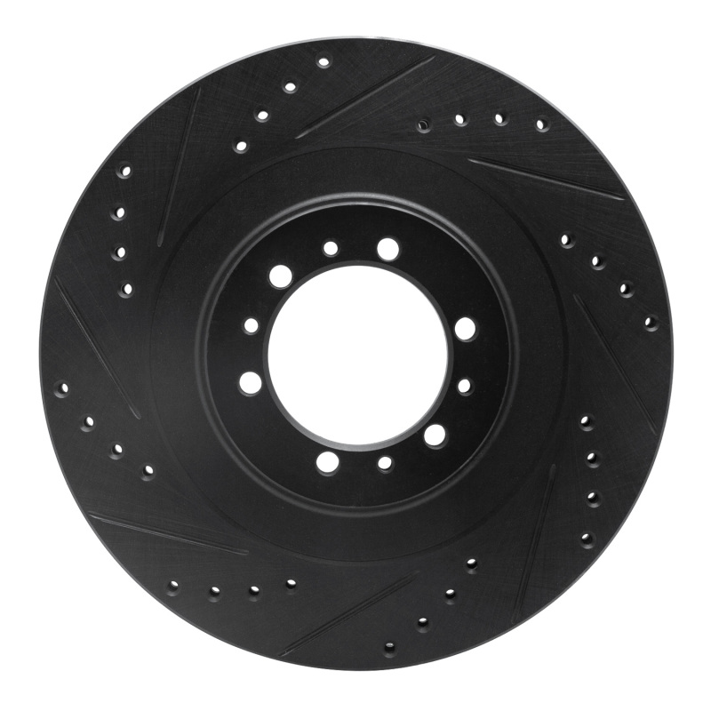 Mitsubishi Montero Brake Rotor (1) - Front Left - R1 Concepts - Drilled & Slotted - Black - `98-`04